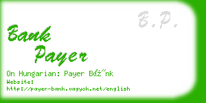 bank payer business card